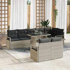 Conjunto de sofá de jardín 9 pcs Gris Claro Poliratán