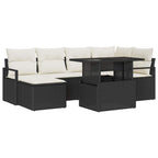 Conjunto de sofá de jardín 7 pcs Negro Poliratán