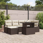 Conjunto de sofá de jardín 7 pcs Marrón Poliratán