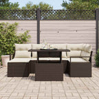 Conjunto de sofá de jardín 7 pcs Marrón Poliratán