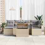 Conjunto de sofá de jardín 7 pcs Beige Poliratán