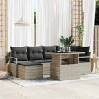 Conjunto de sofá de jardín con cojín 7 pcs Gris Claro Poliratán