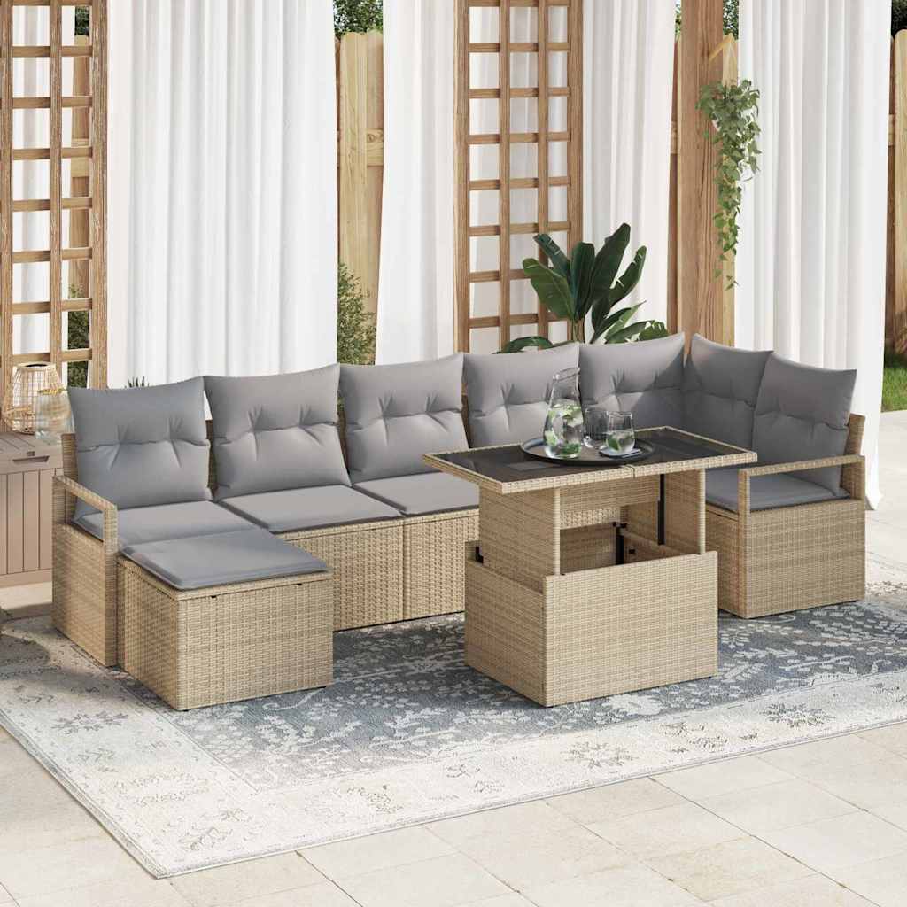 Conjunto de sofá de jardín 7 pcs Gris ratán sintético