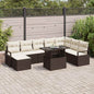 9-Piece Garden Sofa Set Beige Poly Rattan