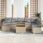 Conjunto de sofá de jardín 9 pcs Beige Poliratán