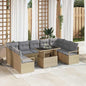 Conjunto de Sofá de Jardim 10 pçs Bege Polirratã