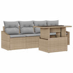 Conjunto de sofá de jardín 5 pcs Beige Poliratán