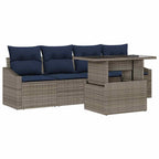 Conjunto de sofá de jardín con cojín 5 pcs Gris ratán sintético