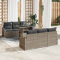 7 pcs Garden Sofa Set Beige Poly Rattan