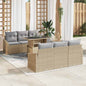 7 pcs Garden Sofa Set Beige Poly Rattan