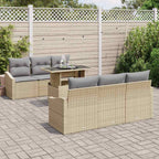 Conjunto de sofá de jardín 7 pcs Beige Poliratán