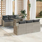 7 pcs Garden Sofa Set Beige Poly Rattan