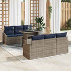 Conjunto de sofá de jardín con cojín 7 pcs Gris ratán sintético