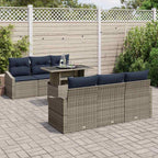 Conjunto de sofá de jardín con cojín 7 pcs Gris ratán sintético