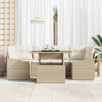 Conjunto de sofá de jardín 7 pcs Beige Poliratán