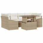 Conjunto de sofá de jardín 7 pcs Beige Poliratán