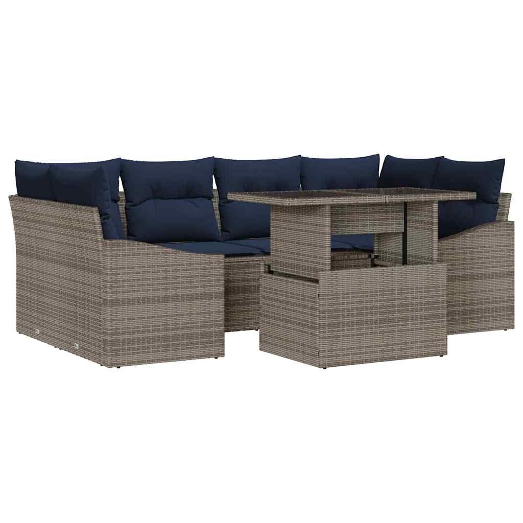 Conjunto de sofá de jardín 7 pcs Gris Poliratán