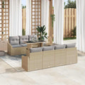 Conjunto de sofá de jardín 8 pcs Beige ratán sintético