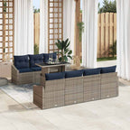 Conjunto de sofá de jardín con cojín 8 pcs Gris ratán sintético