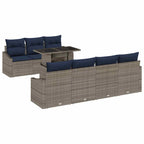Conjunto de sofá de jardín con cojín 8 pcs Gris ratán sintético