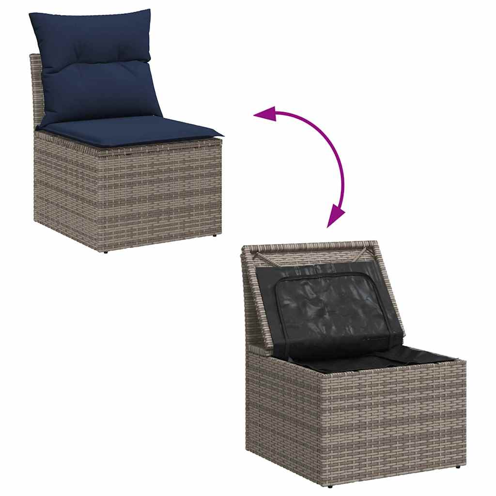 Conjunto de sofá de jardín con cojín 8 pcs Gris ratán sintético