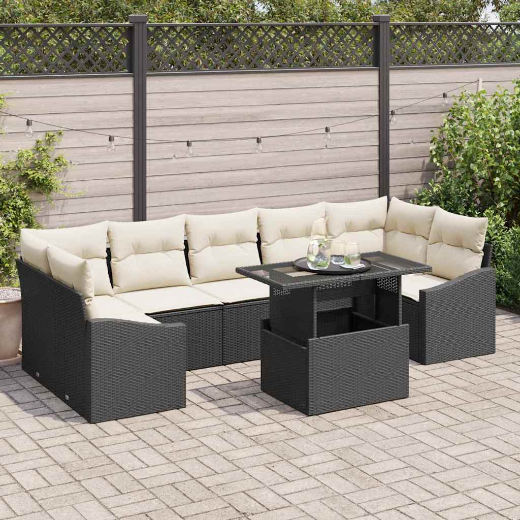 Conjunto de sofá de jardín 8 pcs Beige Poliratán