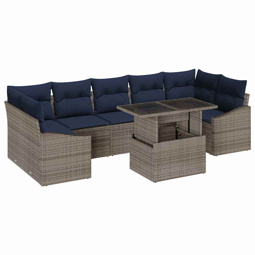Conjunto de sofá de jardín 8 pcs Gris Poliratán