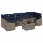 Conjunto de sofá de jardín 8 pcs Gris Poliratán