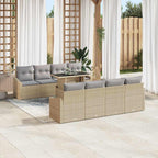 Conjunto de sofá de jardín 9 pcs Beige ratán sintético