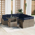 Conjunto de sofá de jardín con cojín 9 pcs Gris ratán sintético