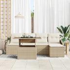 Conjunto de sofá de jardín 6 pcs Beige y Crema ratán sintético