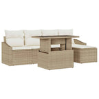 Conjunto de sofá de jardín 6 pcs Beige y Crema ratán sintético
