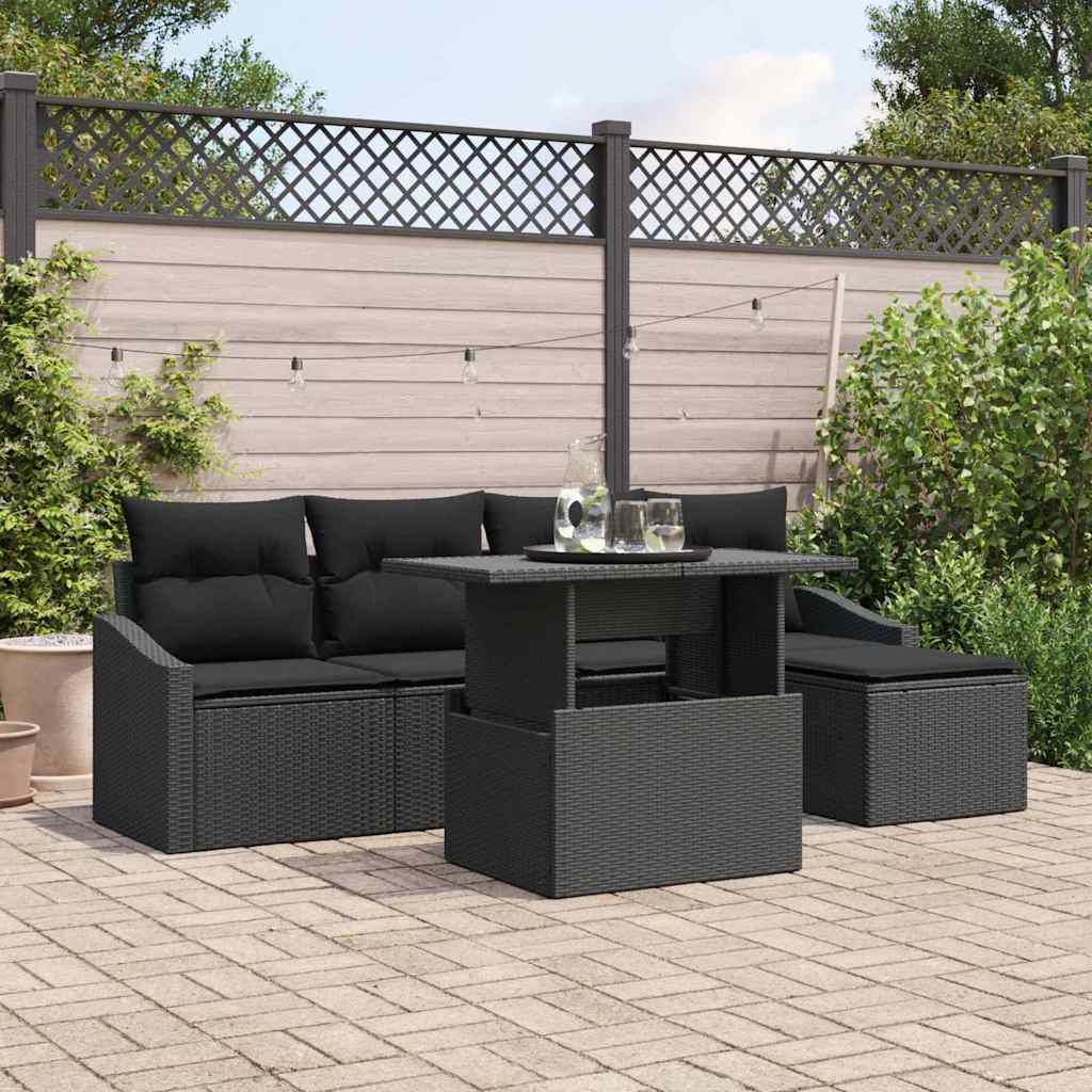 Conjunto de sofá de jardín 6 pcs Beige y Crema ratán sintético
