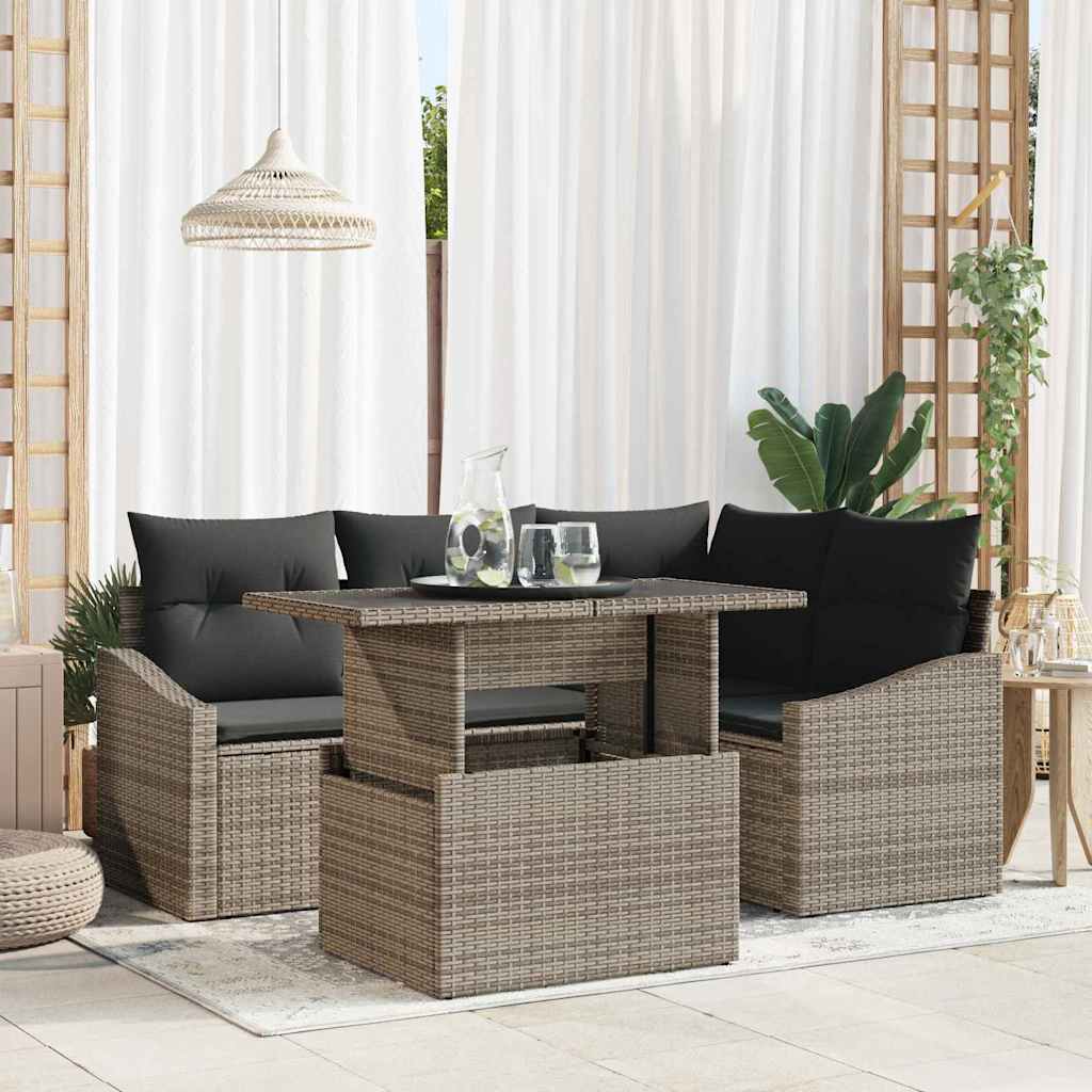 Conjunto de sofá de jardín 5 pcs Gris Claro y Gris Oscuro