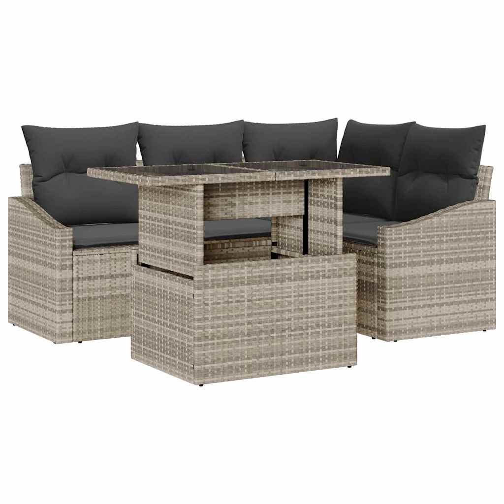 Conjunto de sofá de jardín 5 pcs Gris Claro y Gris Oscuro