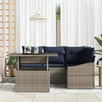Conjunto de sofá de jardín con cojín 5 pcs Gris y marino