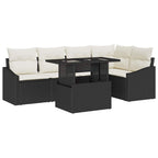 Conjunto de sofá de jardín con cojín 6 pcs Negro y crema