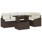 Conjunto de sofá de jardín con cojín 6 pcs Marrón y crema