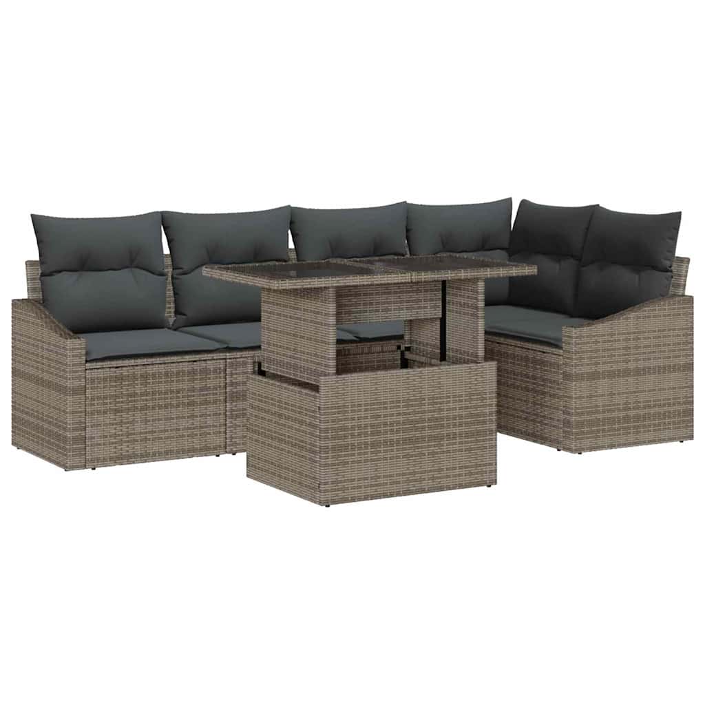 Conjunto de sofá de jardín con cojín con almohada 6 pcs Gris