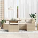 Conjunto de sofá de jardín con cojín 6 pcs Beige y Crema