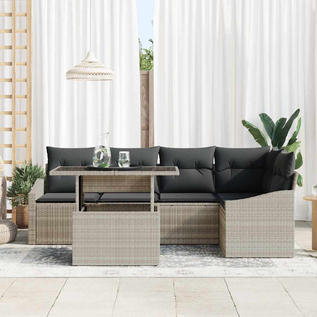 Conjunto de sofá de jardín 6 pcs Gris Claro y Gris Oscuro