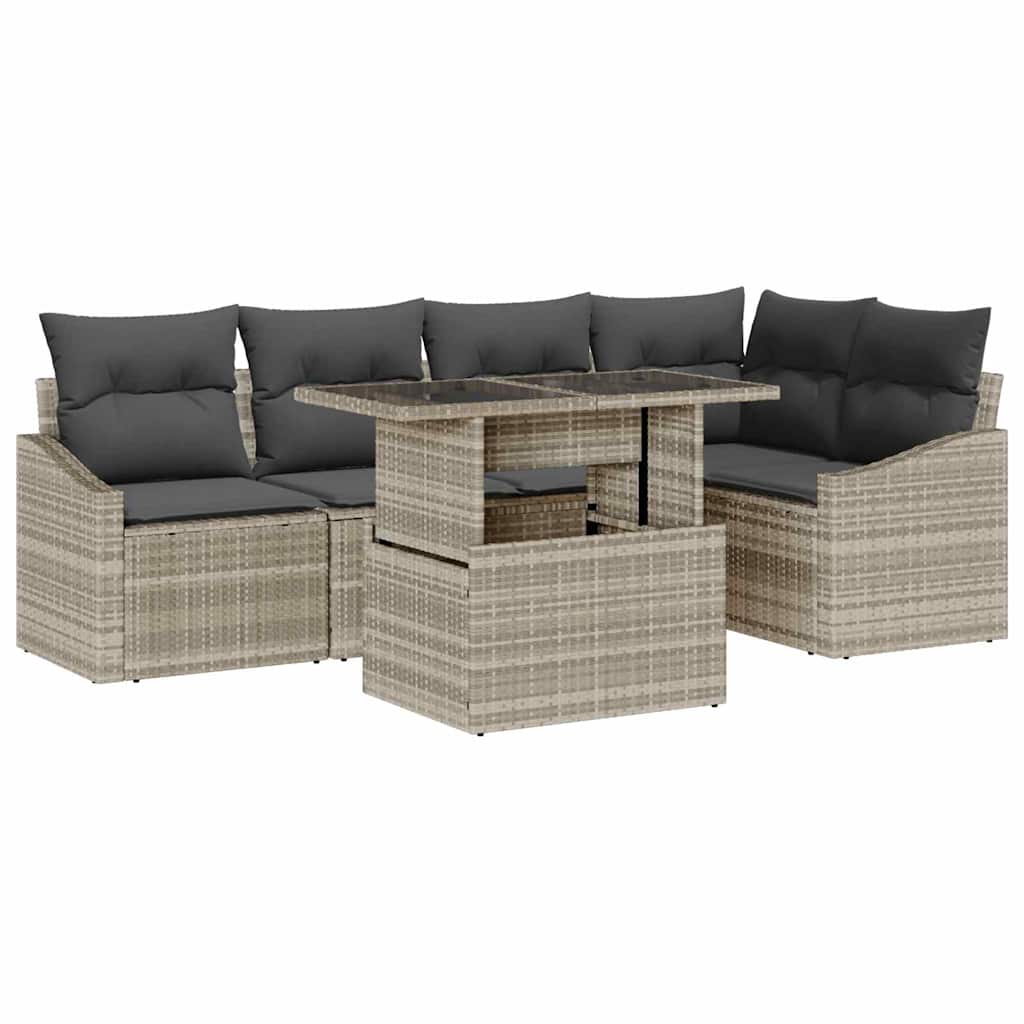 Conjunto de sofá de jardín 6 pcs Gris Claro y Gris Oscuro