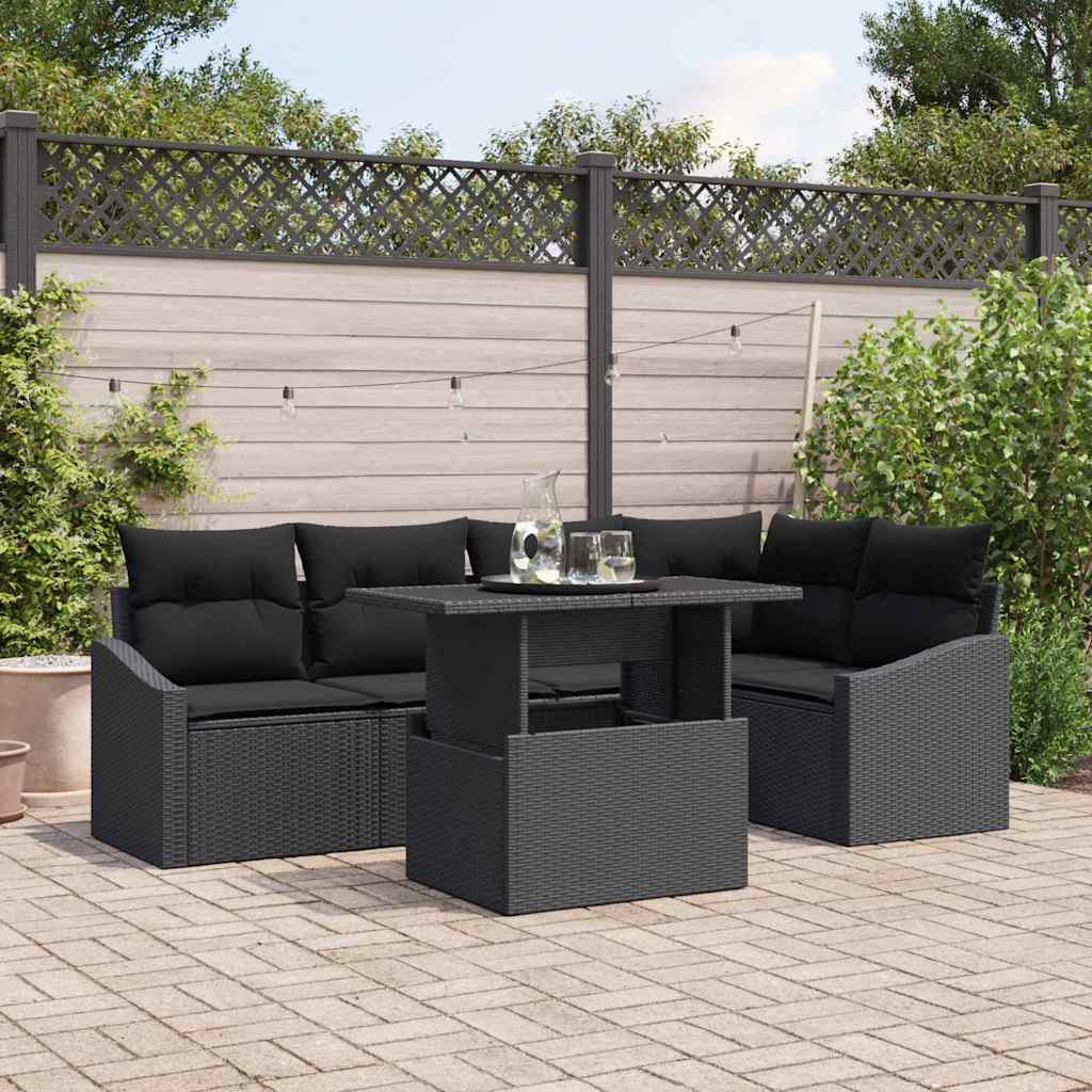 Conjunto de sofá de jardín con cojín con almohada 6 pcs Gris