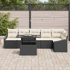 Conjunto de sofá de jardín con cojín 7 pcs Negro y crema