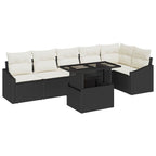 Conjunto de sofá de jardín con cojín 7 pcs Negro y crema