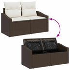Conjunto de sofá de jardín con cojín 7 pcs Marrón y crema