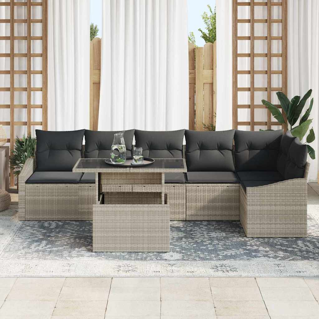 Conjunto de sofá de jardín 7 pcs Gris Claro y Gris Oscuro