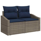 Conjunto de sofá de jardín con cojín 7 pcs Gris y marino