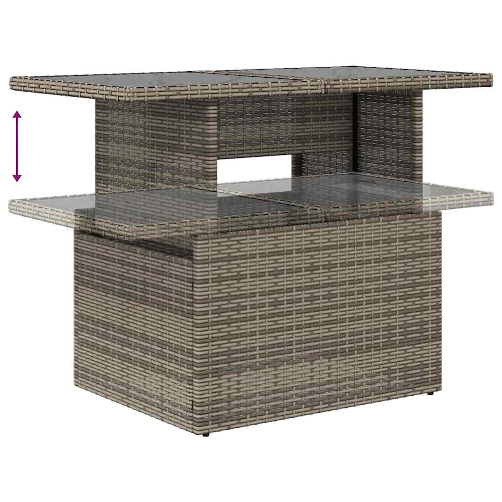 Conjunto de sofá de jardín con cojín 7 pcs Gris y marino