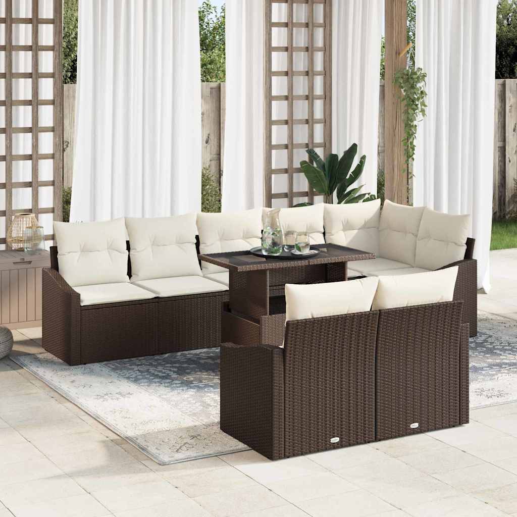 Conjunto de sofá de jardín con cojín 9 pcs gris y azul marino
